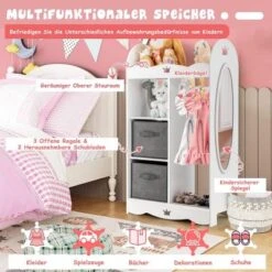 COSTWAY® Kleiderschrank Kinder Mit Spiegel & 2 Stoffbox 11 COSTWAY® Kleiderschrank Kinder Mit Spiegel & 2 Stoffbox -Mytoys Home Store 26388596 04