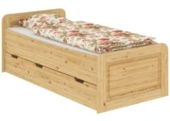 Erst-Holz® Hohes Einzelbett 100x200 Kiefer Massiv Federleisten U. Matratze -Mytoys Home Store 26390373 04
