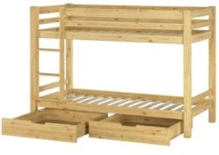 Erst-Holz® Stockbett 90x200 Kiefer Massiv + Rollrost + Bettkasten