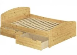 Erst-Holz® Funktionsbett 140x200 Kiefer Massiv Mit Rost Und 3 Staukästen