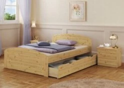 Erst-Holz® Funktionsbett 140x200 Kiefer Massiv Mit Rost Und 3 Staukästen -Mytoys Home Store 26390439 03