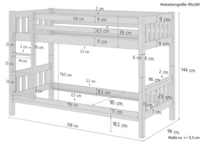 Erst-Holz® Kinderetagenbett Kiefer Massivholz 90x200 Mit Rost 8 Erst-Holz® Kinderetagenbett Kiefer Massivholz 90x200 Mit Rost – Bild 6