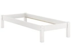 Erst-Holz® Weißes Niedriges Bettgestell 90x200 Kiefer Massiv