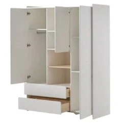 LOMADO® Kleiderschrank Weiß 3-trg. SLIGO-12 Kinderzimmer Jugendzimmer Schrank - Stellmaß B/H/T: 133/190/55cm -Mytoys Home Store 26482386 03