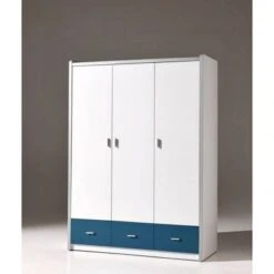 LOMADO® Kleiderschrank BONNY-12, 3-trg, 147cm, Weiß-Blau