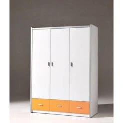 LOMADO® Kleiderschrank BONNY-12, 3-trg, 147cm, Weiß Orange