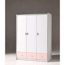 LOMADO® Kleiderschrank BONNY-12, 3-trg, 147cm, Weiß Rosa