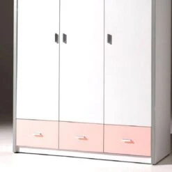 LOMADO® Kleiderschrank BONNY-12, 3-trg, 147cm, Weiß Rosa -Mytoys Home Store 26482645 03