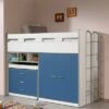 LOMADO® Hochbett BONNY-12 Mit Schreibtisch Und Stauraum - Liegefläche 90x200cm - Weiß & Blau - Stellmaß B/H/T: 227/150/95cm -Mytoys Home Store 26515591 01