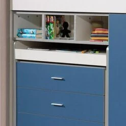 LOMADO® Hochbett BONNY-12 Mit Schreibtisch Und Stauraum - Liegefläche 90x200cm - Weiß & Blau - Stellmaß B/H/T: 227/150/95cm 6 LOMADO® Hochbett BONNY-12 Mit Schreibtisch Und Stauraum - Liegefläche 90x200cm - Weiß & Blau - Stellmaß B/H/T: 227/150/95cm -Mytoys Home Store 26515591 02