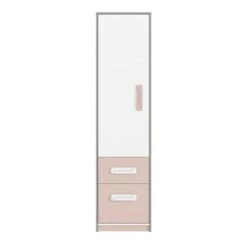 LOMADO® Kinderzimmer Wäscheschrank Grau INGOLSTADT-131 Mit Fronten In Weiß Und Absetzungen In Rosa, B/H/T: Ca. 50/199/41 Cm -Mytoys Home Store 26744957 03