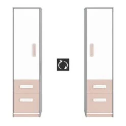 LOMADO® Kinderzimmer Wäscheschrank Grau INGOLSTADT-131 Mit Fronten In Weiß Und Absetzungen In Rosa, B/H/T: Ca. 50/199/41 Cm -Mytoys Home Store 26744957 05