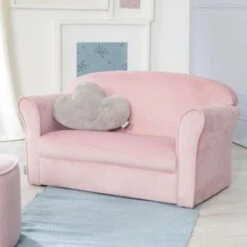 Roba Kindersofa „Lil Sofa“ Mit Armlehnen, Bequeme Kindercouch Mit Rosa Samtstoff Bezogen -Mytoys Home Store 27131494 04