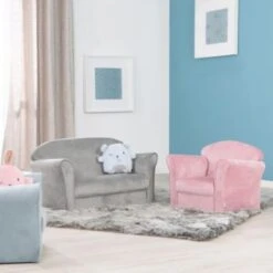 Roba Kindersofa „Lil Sofa“ Mit Armlehnen, Bequeme Kindercouch Mit Rosa Samtstoff Bezogen -Mytoys Home Store 27131494 06