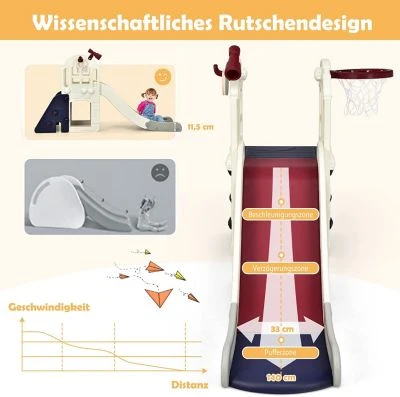 COSTWAY® Rutsche 6 In 1 Mit Basketballkorb & Teleskop 7 COSTWAY® Rutsche 6 In 1 Mit Basketballkorb & Teleskop – Bild 5