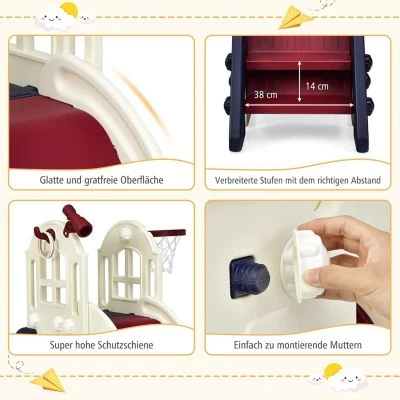 COSTWAY® Rutsche 6 In 1 Mit Basketballkorb & Teleskop 8 COSTWAY® Rutsche 6 In 1 Mit Basketballkorb & Teleskop – Bild 6