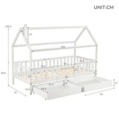 Merax Hausbett 90x200 Cm Mit Mit Zaun Und Schornstein -Mytoys Home Store 27306880 05