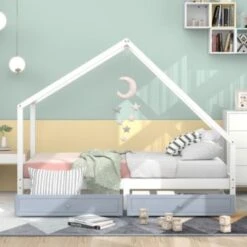 Merax Hausbett 90x200cm Mit 2 Schubladen, Kinderbett Spielbett Massiv -Mytoys Home Store 27306980 05