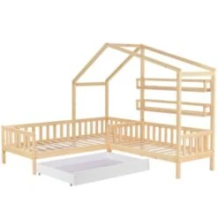 Merax Hausbett 90x200cm/140x70cm Mit Schubkasten Und Rausfallschutz, Kinderbett Kombinationen -Mytoys Home Store 27306981 06