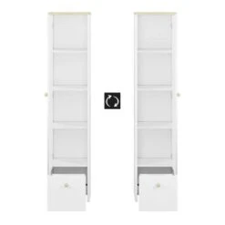 LOMADO® Kinderzimmer Schrank Regal Kombi ELVA-131 In Weiß Mit Fjord Buche Nb. Und Hellrosa, B/H/T: Ca. 123/193/40 Cm -Mytoys Home Store 27336950 06