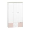 LOMADO® Kleiderschrank Mit 3 Türen ELVA-131 In Weiß Mit Fjord Buche Nb. Und Hellrosa, B/H/T: Ca. 117/193/51 -Mytoys Home Store 27336984 01