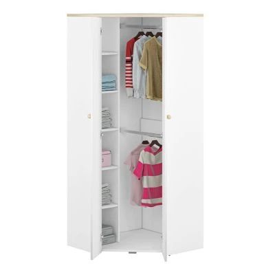 LOMADO® Jugendzimmer Set Mit Eckkleiderschrank ELVA-131 In Weiß Mit Fjord Buche Nb. Und Hellrosa, B/H/T: Ca. 273/193/80 Cm 5 LOMADO® Jugendzimmer Set Mit Eckkleiderschrank ELVA-131 In Weiß Mit Fjord Buche Nb. Und Hellrosa, B/H/T: Ca. 273/193/80 Cm – Bild 3