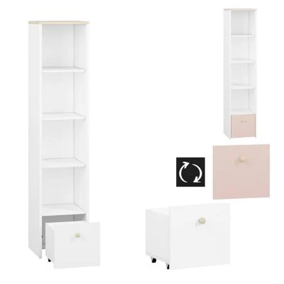 LOMADO® Jugendzimmer Set Mit Eckkleiderschrank ELVA-131 In Weiß Mit Fjord Buche Nb. Und Hellrosa, B/H/T: Ca. 273/193/80 Cm 6 LOMADO® Jugendzimmer Set Mit Eckkleiderschrank ELVA-131 In Weiß Mit Fjord Buche Nb. Und Hellrosa, B/H/T: Ca. 273/193/80 Cm – Bild 4