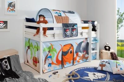 TICAA Hochbett "Pirat Luan" Inkl. Zubehör Kiefer Weiß 4 TICAA Hochbett "Pirat Luan" Inkl. Zubehör Kiefer Weiß – Bild 2