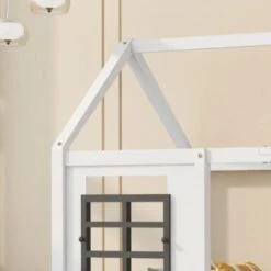 Merax Hausbett 90x200 Cm Mit Rausfallschutz Und Fenstern, Kinderbett Kiefer 12 Merax Hausbett 90x200 Cm Mit Rausfallschutz Und Fenstern, Kinderbett Kiefer -Mytoys Home Store 27474197 05