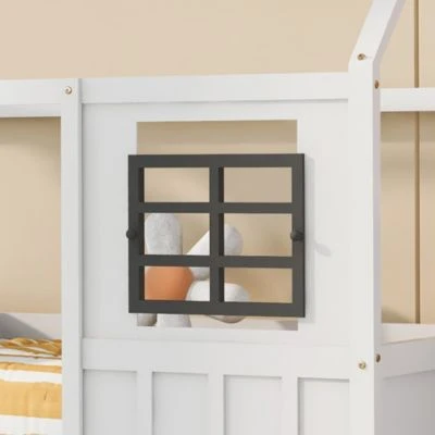 Merax Hausbett 90x200 Cm Mit Rausfallschutz Und Fenstern, Kinderbett Kiefer 8 Merax Hausbett 90x200 Cm Mit Rausfallschutz Und Fenstern, Kinderbett Kiefer – Bild 6