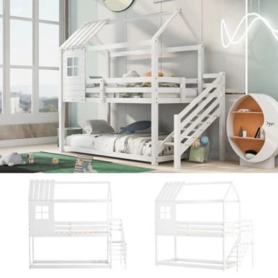 Merax Etagenbett 90x200 Cm Mit Ecktreppe Und Rausfallschutz Inkl. Zwei Liegeflächen 5 Merax Etagenbett 90x200 Cm Mit Ecktreppe Und Rausfallschutz Inkl. Zwei Liegeflächen – Bild 3