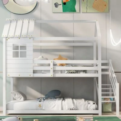 Merax Etagenbett 90x200 Cm Mit Ecktreppe Und Rausfallschutz Inkl. Zwei Liegeflächen 6 Merax Etagenbett 90x200 Cm Mit Ecktreppe Und Rausfallschutz Inkl. Zwei Liegeflächen – Bild 4