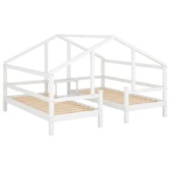 Merax Hausbett Kinderbett 90x200 Cm 2tlg. Mit Rausfallschutz, Nacchttisch Und Lattenrost 13 Merax Hausbett Kinderbett 90x200 Cm 2tlg. Mit Rausfallschutz, Nacchttisch Und Lattenrost -Mytoys Home Store 28284336 06