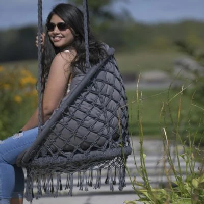 VIVERE Polyester Macrame Deluxe Stuhl Mit Fransen - FOG GREY 6 VIVERE Polyester Macrame Deluxe Stuhl Mit Fransen - FOG GREY – Bild 4