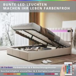 Merax Boxspringbett Hydraulisch Polsterbett Mit LED-Beleuchtung,Bluetooth-Player Und USB -Mytoys Home Store 28777539 04