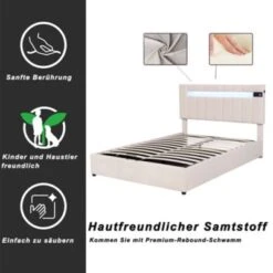 Merax Boxspringbett Hydraulisch Polsterbett Mit LED-Beleuchtung,Bluetooth-Player Und USB -Mytoys Home Store 28777539 06