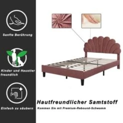 Merax Polsterbett 140x200cm Doppelbett Samtstoff, Kinderbett Mit Höhenverstellbarem Kopfteil Und Lattenrost -Mytoys Home Store 28777604 05