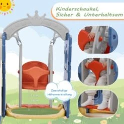 Merax Rutsche 5-in-1 Kinderrutsche Mit Schaukeln, Basketballkorb, Kletterspielzeug Mit Trittleiter -Mytoys Home Store 29087250 03