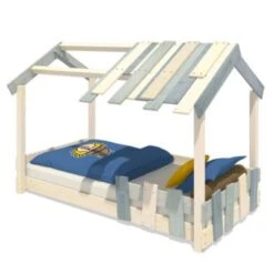 WICKEY Kinderbett Hausbett CrAzY Beach - Plane Holzbett 90 X 200 Cm