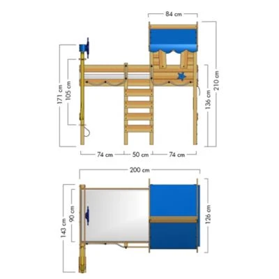 WICKEY Kinderbett Hochbett Crazy Jelly Plane Hausbett 90 X 200 Cm 5 WICKEY Kinderbett Hochbett Crazy Jelly Plane Hausbett 90 X 200 Cm – Bild 3