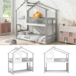 Merax Etagenbett Mit Rechtwinkliger Leiter, Mit Fallschutz Und Barriere, Kiefernholz -Mytoys Home Store 29311770 03