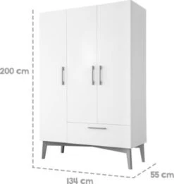 Roba Kleiderschrank 'Mika' 3-türig, Weiß 8 Roba Kleiderschrank 'Mika' 3-türig, Weiß -Mytoys Home Store 29374484 04