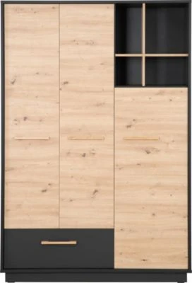 Roba Kleiderschrank 'Lenn' 3-türig - Anthrazit / Holzdekor 'Artisan Eiche' 3 Roba Kleiderschrank 'Lenn' 3-türig - Anthrazit / Holzdekor 'Artisan Eiche'