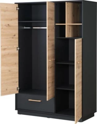 Roba Kleiderschrank 'Lenn' 3-türig - Anthrazit / Holzdekor 'Artisan Eiche' 6 Roba Kleiderschrank 'Lenn' 3-türig - Anthrazit / Holzdekor 'Artisan Eiche' – Bild 4