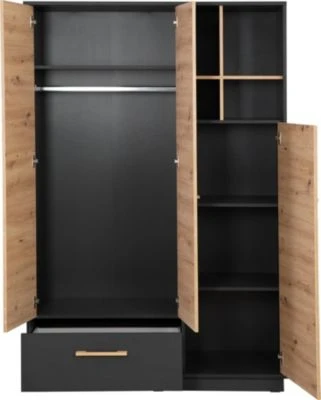 Roba Kleiderschrank 'Lenn' 3-türig - Anthrazit / Holzdekor 'Artisan Eiche' 7 Roba Kleiderschrank 'Lenn' 3-türig - Anthrazit / Holzdekor 'Artisan Eiche' – Bild 5