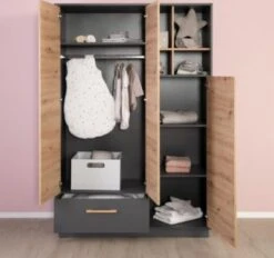 Roba Kleiderschrank 'Lenn' 3-türig - Anthrazit / Holzdekor 'Artisan Eiche' 13 Roba Kleiderschrank 'Lenn' 3-türig - Anthrazit / Holzdekor 'Artisan Eiche' -Mytoys Home Store 29374486 06