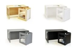 TinaForKids 3 In1 Multifunktionales Wendemöbel Set, Kindertischgruppe, Kindertisch Und Hocker Nach Montessori Art, Kindermöbel Sitzbank Kinderstuhl, Kinderschreibtisch, Wendetisch, Wendestuhl