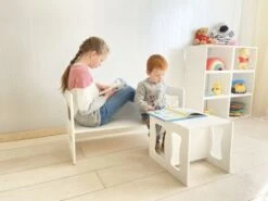 TinaForKids 3 In1 Multifunktionales Wendemöbel Set, Kindertischgruppe, Kindertisch Und Hocker Nach Montessori Art, Kindermöbel Sitzbank Kinderstuhl, Kinderschreibtisch, Wendetisch, Wendestuhl -Mytoys Home Store 29387865 03