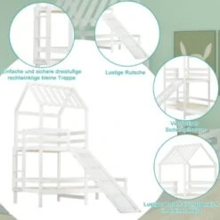 Merax Rutschbett Mit Rechtwinkliger Leiter, Spielturmbett Mit Fallschutz Und Gitter, Aus Massiver Kiefer -Mytoys Home Store 29422473 06