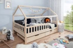 TICAA Kinderbett Hausbett "Kay" 90x200 Inkl. Schubkästen Kiefer Natur -Mytoys Home Store 29575068 03